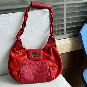 VINTAGE GIANFRANCO FERRE Braid Rope Hobo Bag In Red.
